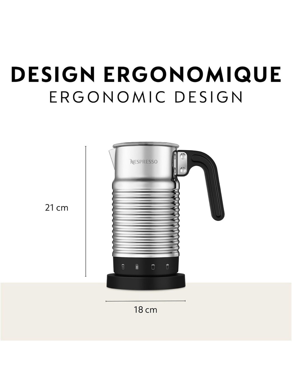 Nespresso Aeroccino 4. Milk Frother - Stainless Steel & Black